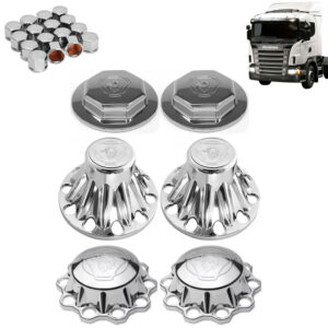 Kit Sobre Tampa Cubo Cromada para Caminhão Scania S5 2008 á 2009 6X2