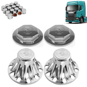 Kit Sobre Tampa Cubo Cromada para Caminhão Scania S5 / NTG 4X2