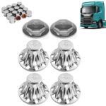 Kit Sobre Tampa Cubo Cromada para Caminhão Scania S5 / NTG 6X4