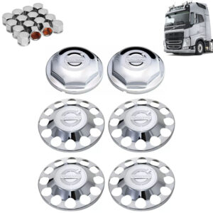 Kit Sobre Tampa Cubo Cromada para Caminhão Volvo FH / NH / FM 6X4
