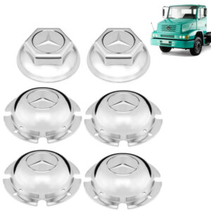 Kit Sobre Tampa Cubo Cromada para Caminhão MB 1418 / 1620 6X2
