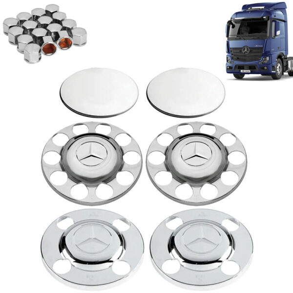 Kit Sobre Tampa Cubo Cromada para Caminhão New MB Actros 6x2
