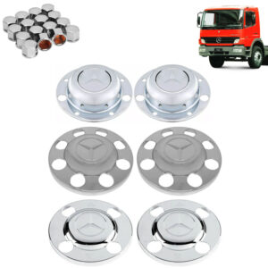 Kit Sobre Tampa Cubo Cromada para Caminhão Mb Atego Até 2010 6x2