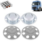 Kit Sobre Tampa Cubo Cromada para Caminhão Mb Atego Após 2010 4x2