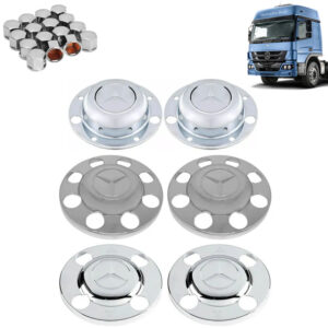 Kit Sobre Tampa Cubo Cromada para Caminhão Mb Atego Após 2010 6x2