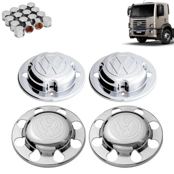 Kit Sobre Tampa Cubo Cromada para Caminhão Vw Titan / Worker / Constellation 4x2 Kit Sobre Tampa Cubo Cromada para Caminhão Vw Titan / Worker / Constellation 4x2