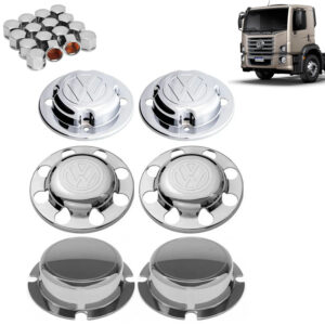 Kit Sobre Tampa Cubo Cromada para Caminhão Vw Titan / Worker / Constellation 6x2
