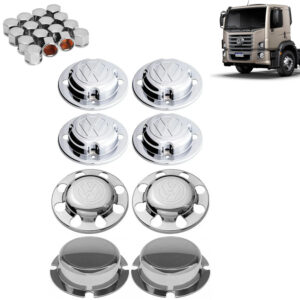 Kit Sobre Tampa Cubo Cromada para Caminhão Vw Titan / Worker / Constellation 8x2