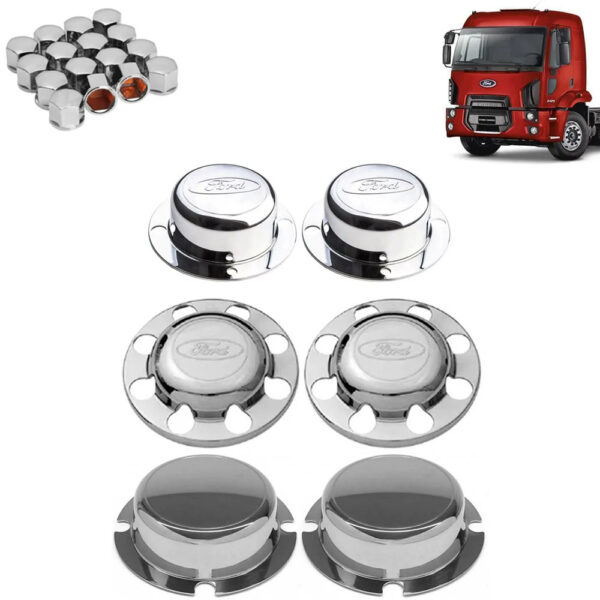 Kit Sobre Tampa Cubo Cromada para Caminhão Ford Cargo 6x2