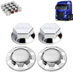 Kit Sobre Tampa Cubo Cromada para Caminhão Iveco Eurocargo / Tector / Cursor / Stralis / Hi-way / Hi-road / S-way 4x2