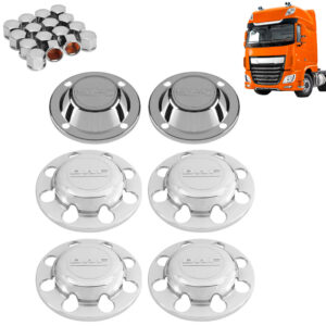Kit Sobre Tampa Cubo Cromada para Caminhão DAF XF 6x4