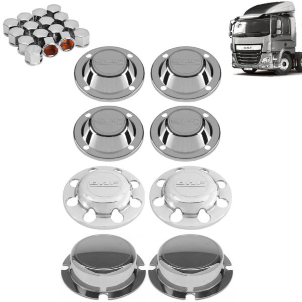 Kit Sobre Tampa Cubo Cromada para Caminhão DAF CF 8X2
