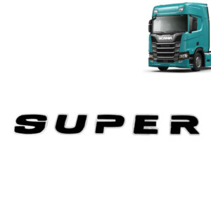 Emblema Letreiro Frontal Grade para Caminhão Scania NTG SUPER Black Piano