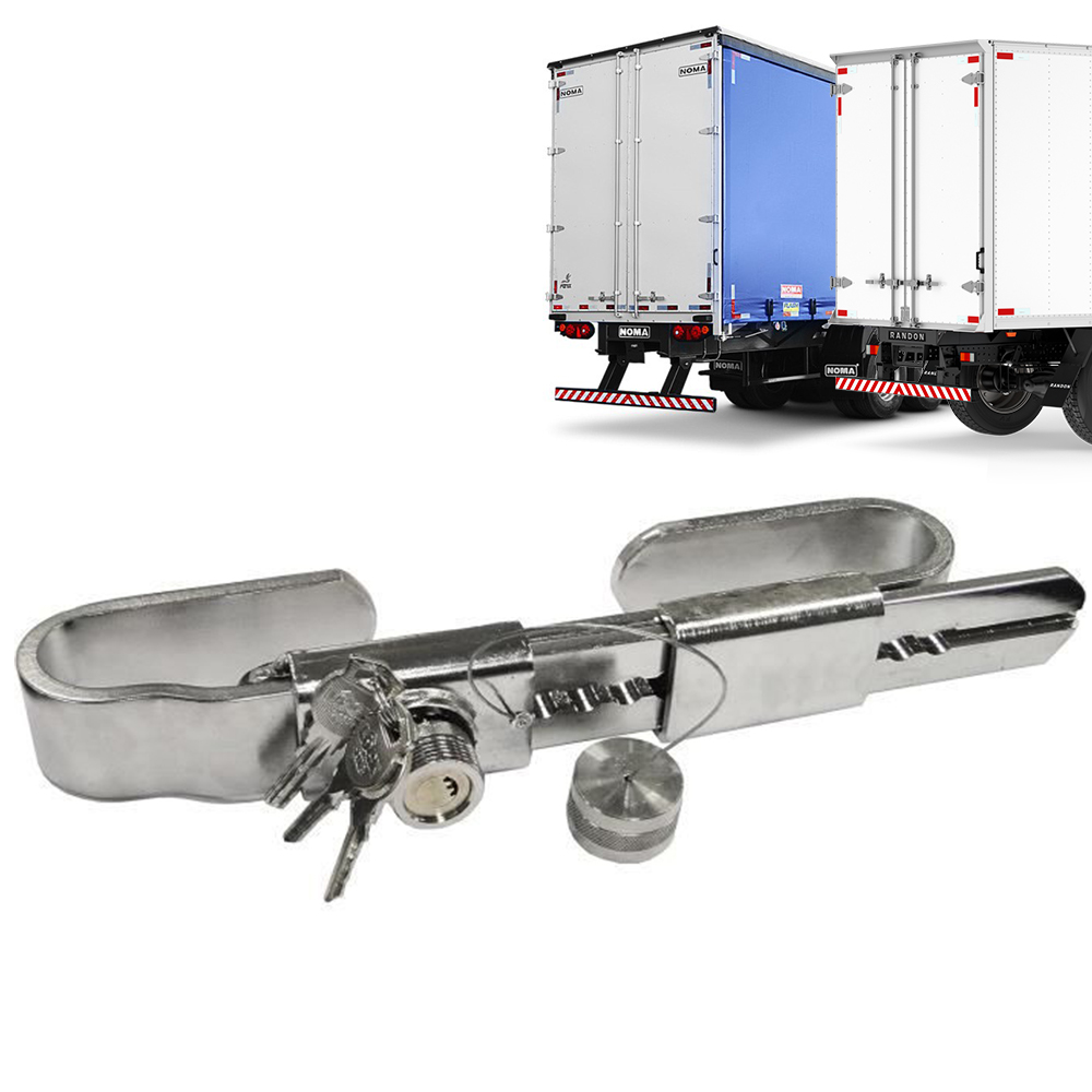 Trava Antifurto Porta Carreta Baú Frigorífico / Sider Ajustável com Chave Especial
